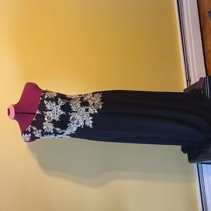 Black full length dress with gold lace bodice